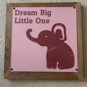 Mixed media plaque/decor, metal in wood, 14” square